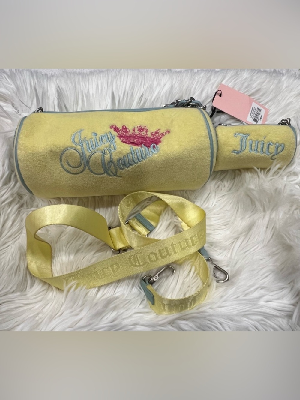 Juicy Couture Limited Edition 3-piece Yellow Terry Barrel Bag & Accessories - Picture 10 of 13